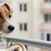 Dog on a porch in corporate housing